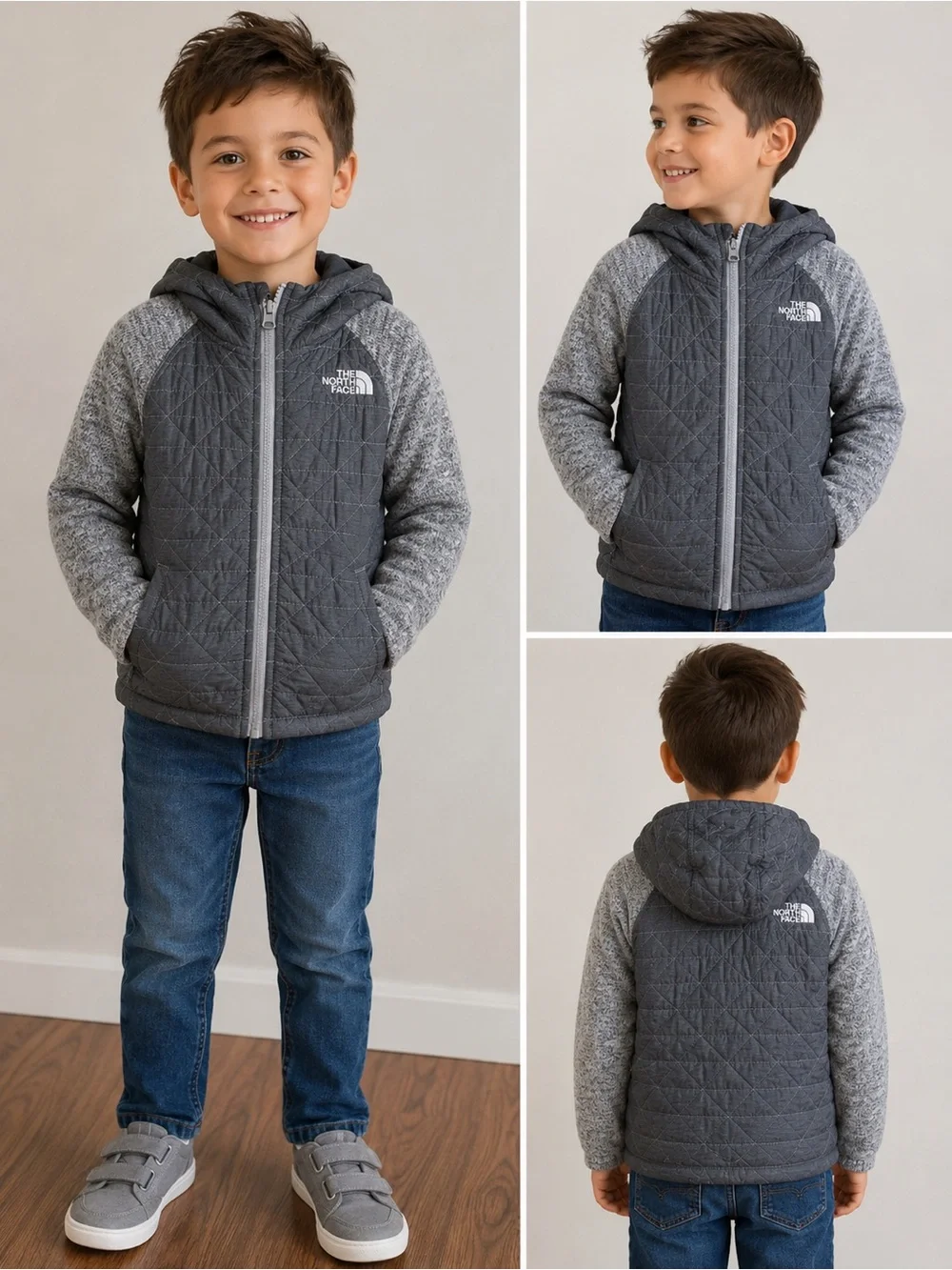 The North Face Toddler Girls Quilted Hooded Jacket Gray Size 6T